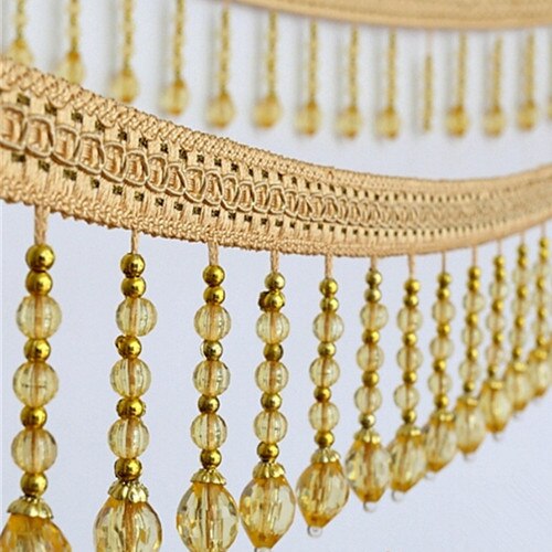 12 meter bradede hængende perler kvast frynser trimmer applikeret stof bånd tape bånd gardin bord bryllup dekoreret  t2583: Guld