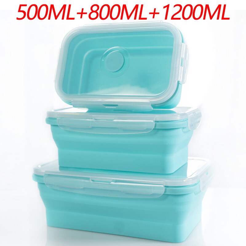 Collapsible Silicone Food Container Portable Bento Lunch Box Microware Home Kitchen Outdoor Food Storage Containers Box: Yellow