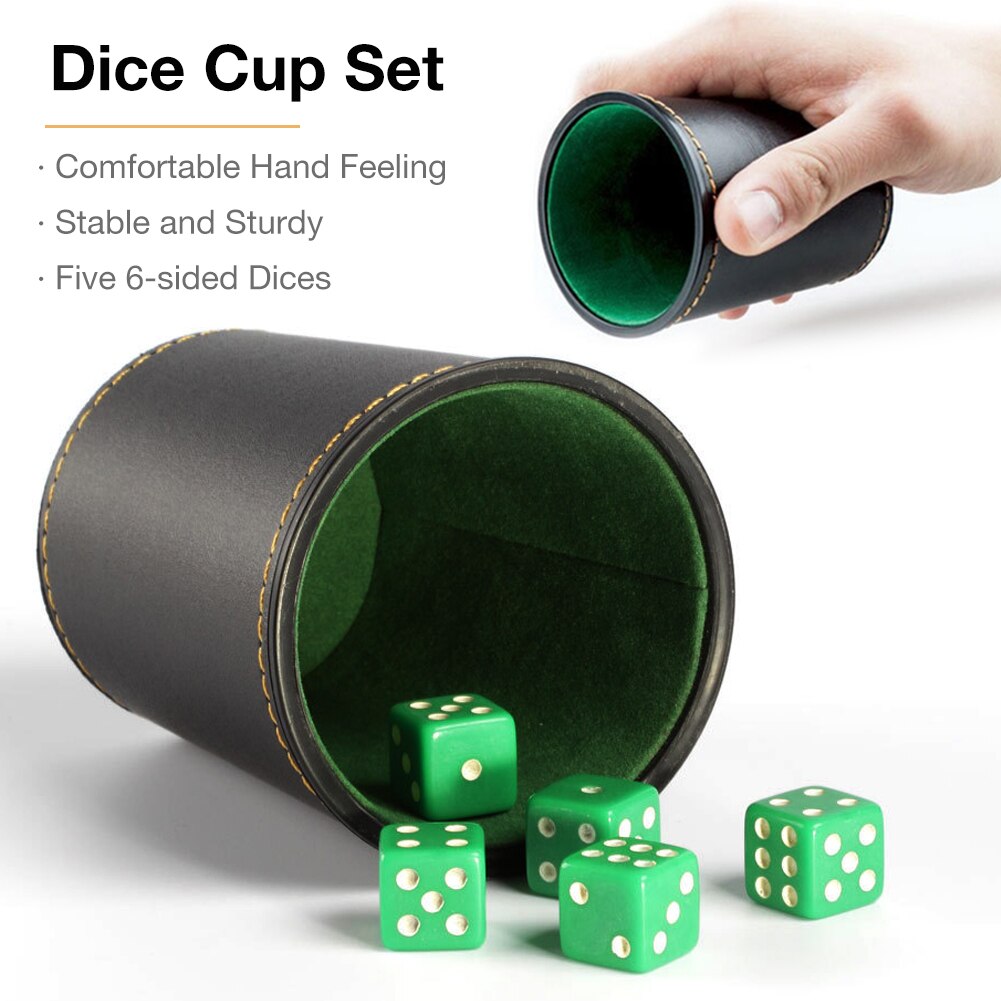 Jeu de gobelets à dés avec 5 dés à 6 faces, en cuir PU de , Stable, robuste, confortable, sensation de main, pour jeu de Table