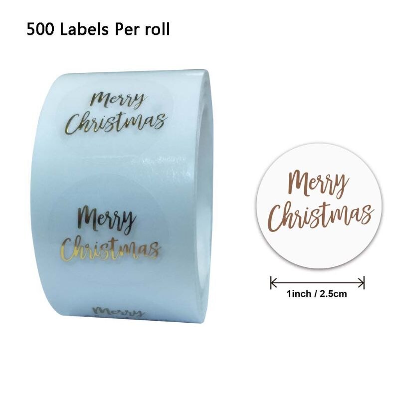 500pcs Round Transparent Merry Christmas Stickers Envelope Cards Seal Label