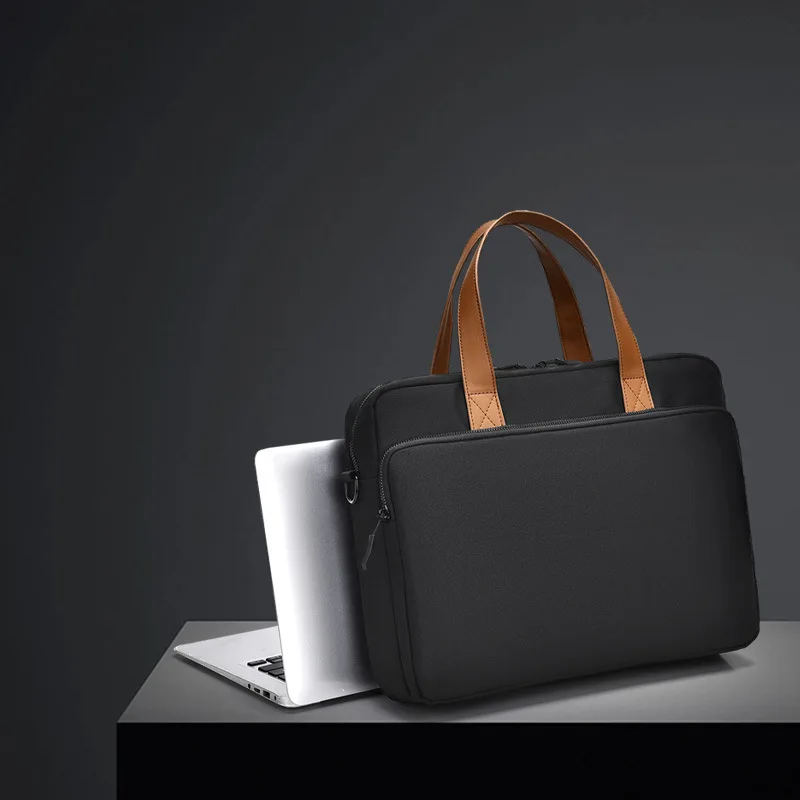 Stødsikker messenger laptop taske 14,15,16 tommer, håndtaske dokumentmappe mand dame skuldertaske til macbook notebook tablet pc taske: 13 " / Sort