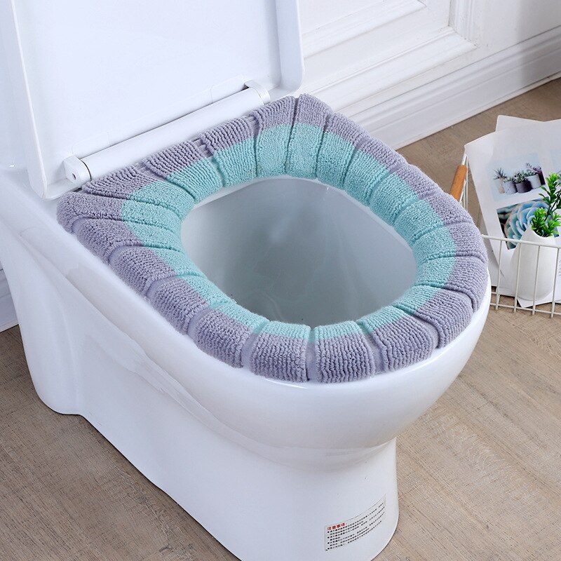 Toilet Seat Set Household Plush Winter Seasons Universal Toilet Seat Toilet Seat Toilet Seat Cover: Sandwich Gray Green