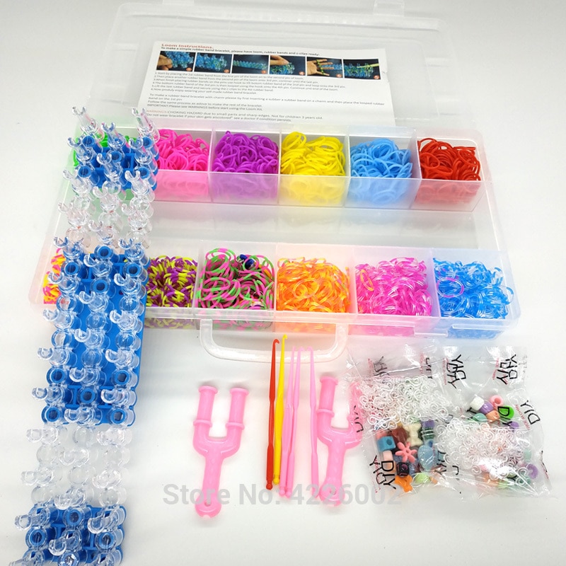 1800 stücke Elastische Gummi Webstuhl Bands DIY Werkzeug einstellen Kasten Weben Armbinde Handwerk Mädchen freundlicher freundlicher spielzeug für Teenager 8 10 jahre