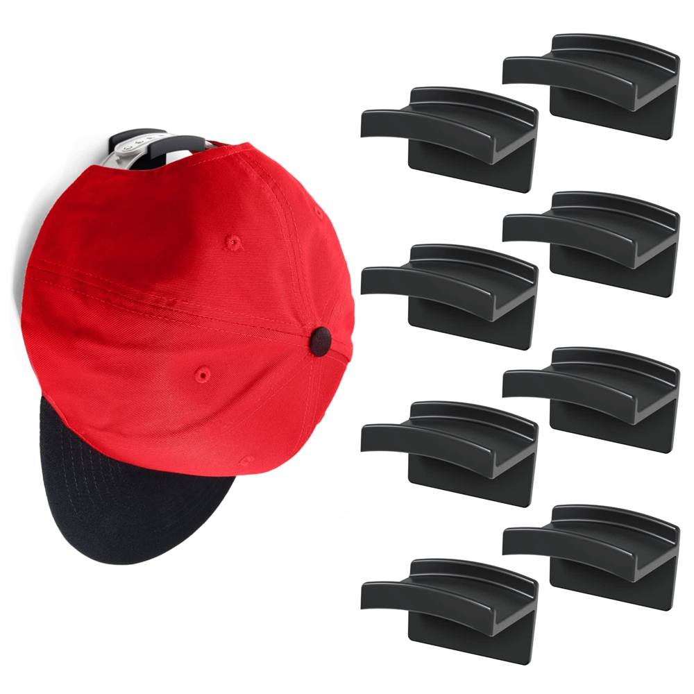 Estante adhesivo para sombreros, ganchos de exhibición para puerta de pared, soporte para gorra de béisbol, organizador de almacenamiento de armario, colgador de gorra fuerte, 10 Uds.: Gris