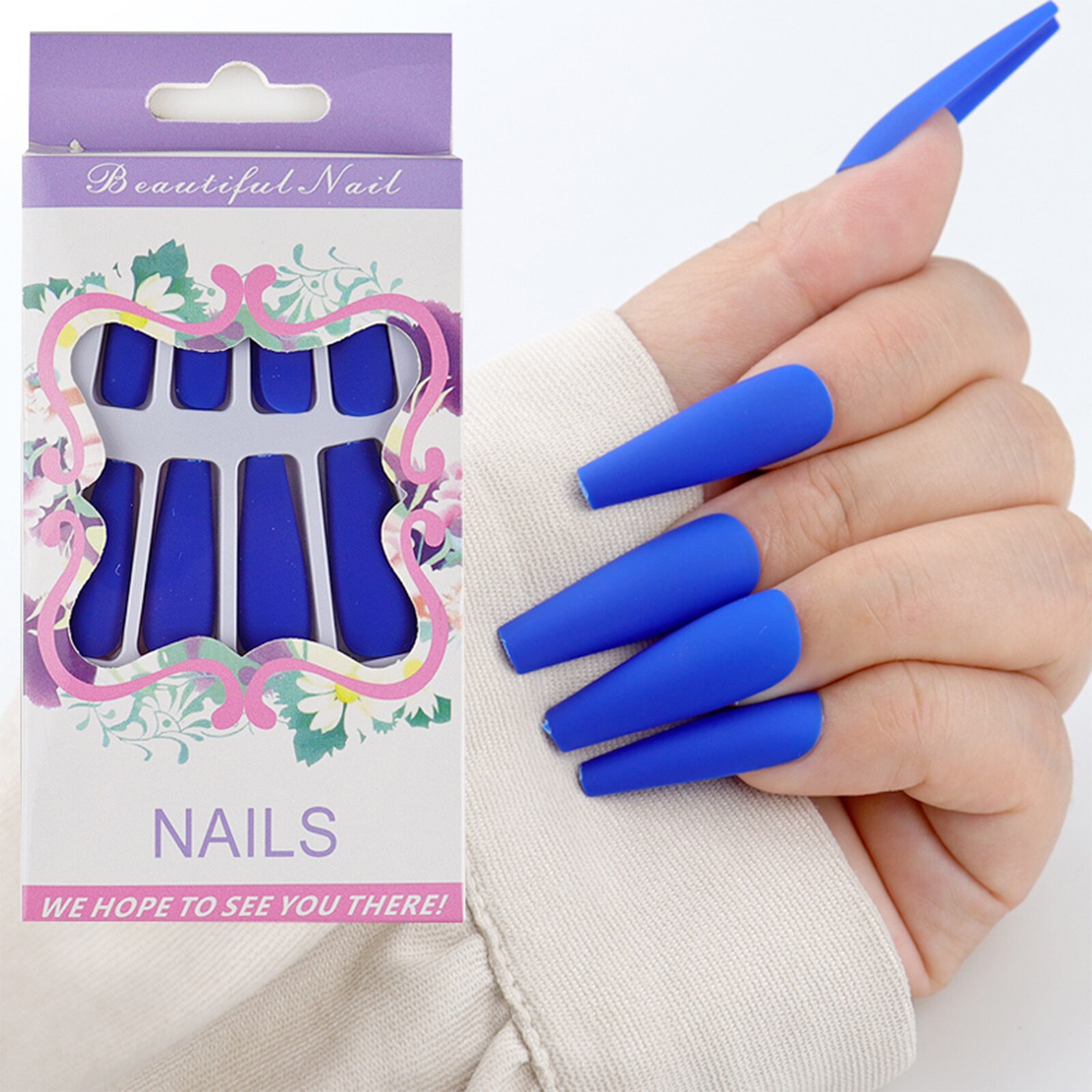 20 pièces/boîte détachable faux ongles ballerine portable faux ongles couverture complète Long cercueil bricolage ongles conseils Nail Art accessoires: 5
