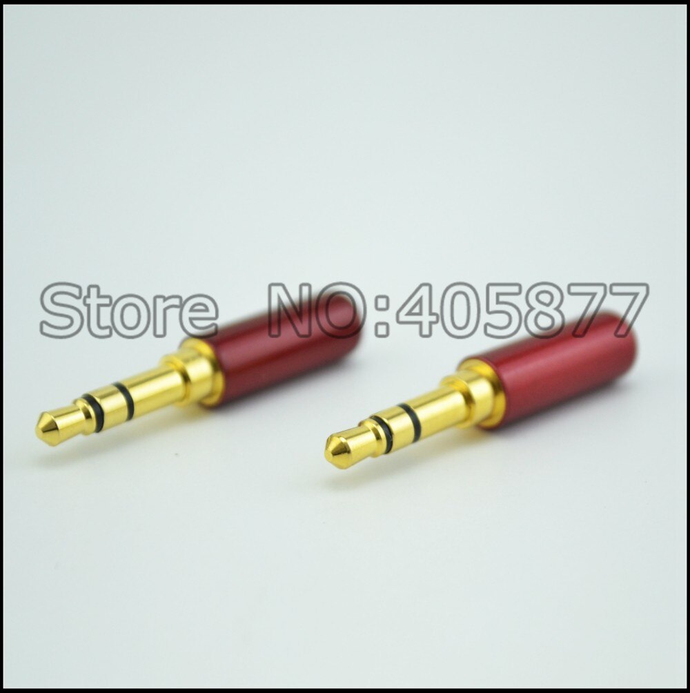4pcs red Copper Gold Plated 3.5mm Male Stereo Mini Jack Plug soldering
