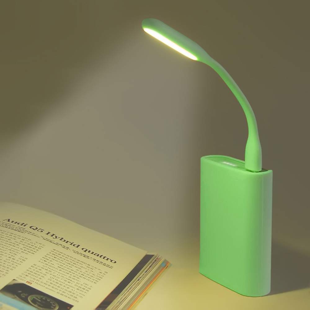 Mini bærbar usb ledet læselampe øjenbeskyttelse energibesparende ført natlys boglys til power bank bærbar notesbog: Grøn