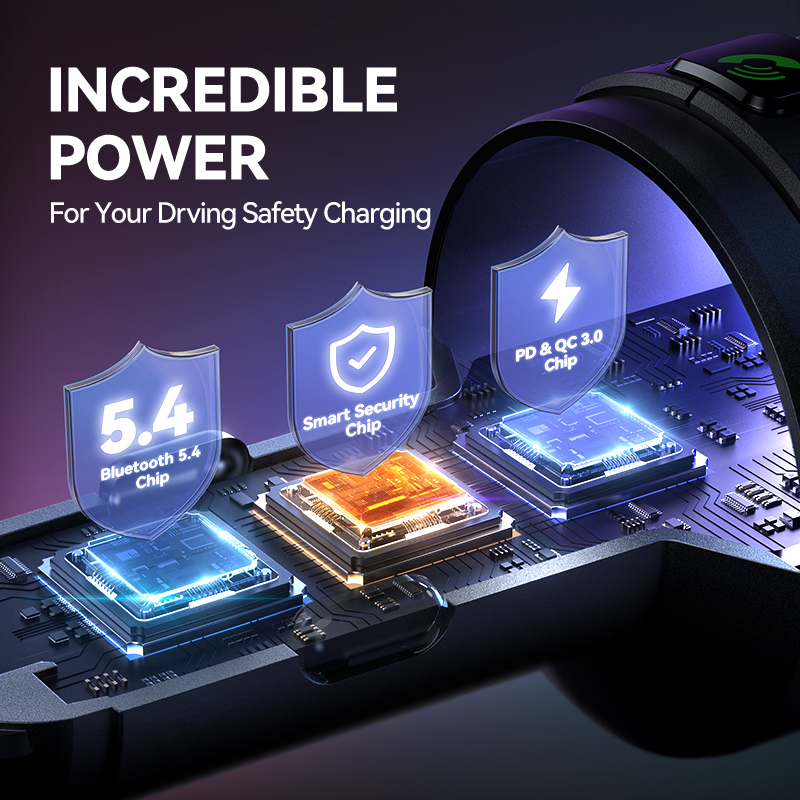 Transmisor FM Bluetooth 5,4 60W PD QC3.0 cargador de coche rápido micrófonos duales más fuertes HiFi sonido profundo adaptador de cargador USB C Joyroom
