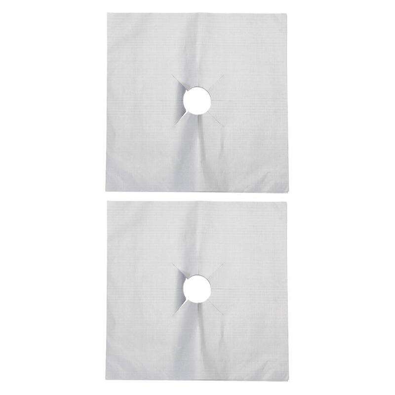 1/2 piezas de la estufa de Gas de protectores reutilizables quemador de la estufa de Gas de la cubierta de protección de salvamanteles herramientas de cocina protectores cubierta: 2pcs Silver