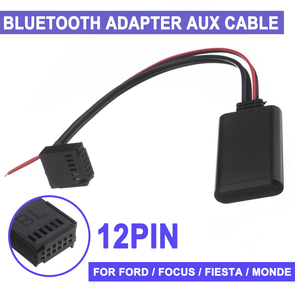 12V Auto Bluetooth Adapter Voor Ford Focus,Fiesta,Mondeo,C-Max, fusion Aux Module Kabel Stereo AUX-IN Voor Bluetooth Aux Auto Kit