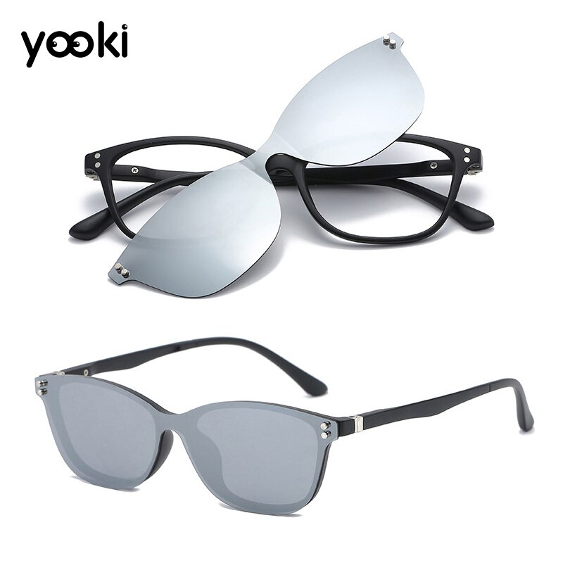 Mens Polarisierte Magnetische Clip-auf Sonnenbrillen Acetat Brille Rahmen Nacht Fahren Sonnenbrille