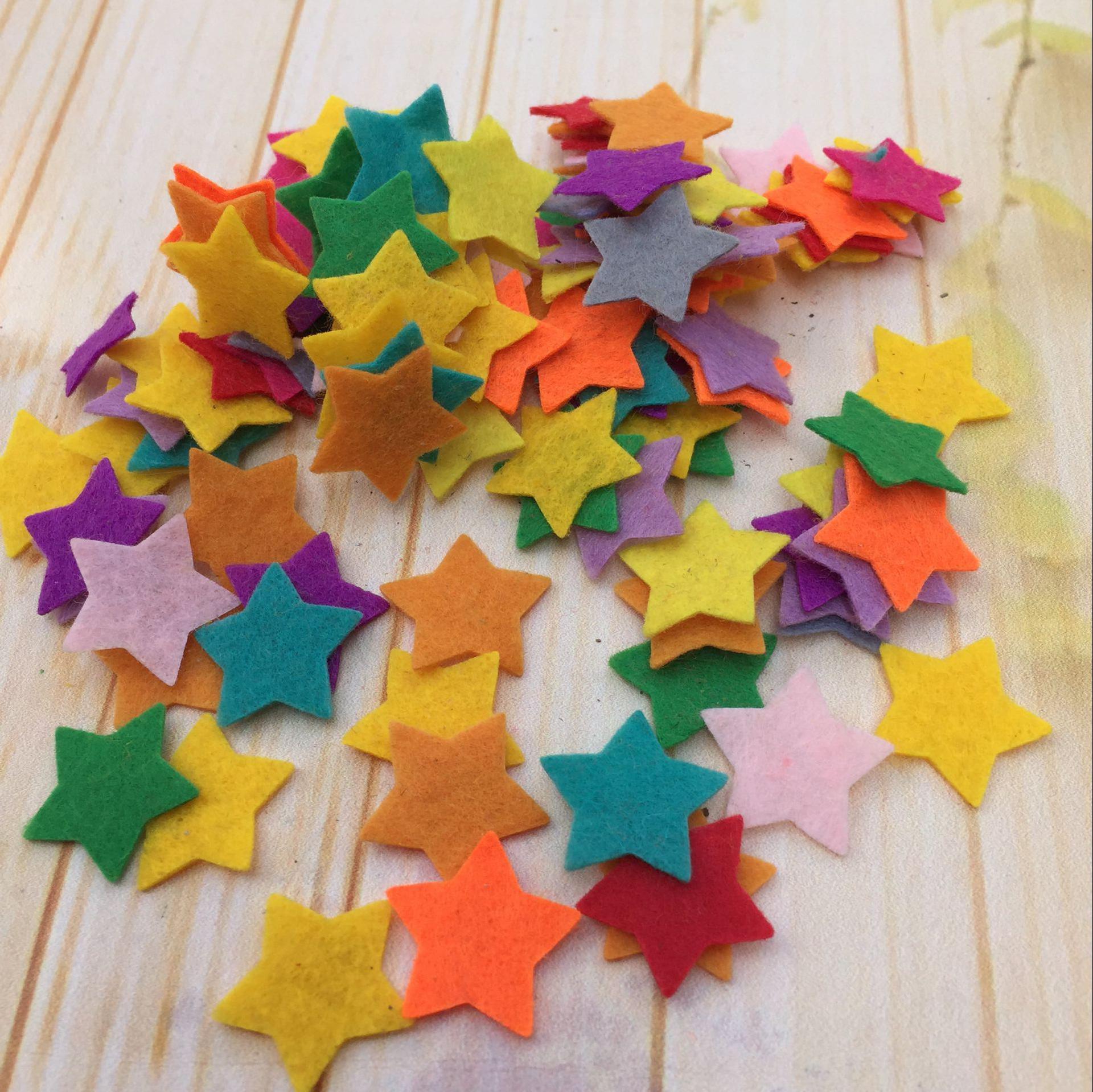 100PCS/Lot 2cm star round flower heart non-woven shape kindergarten crafts material DIY toys sewing kit fabric arts OEM: 100PCS 2cm star