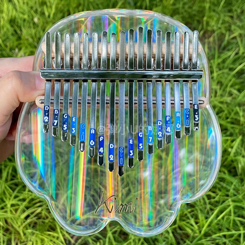 Kimi Rainbow kalimba de 17 teclas, piano de pulgar de cristal transparente, para principiantes, kalimba de colores