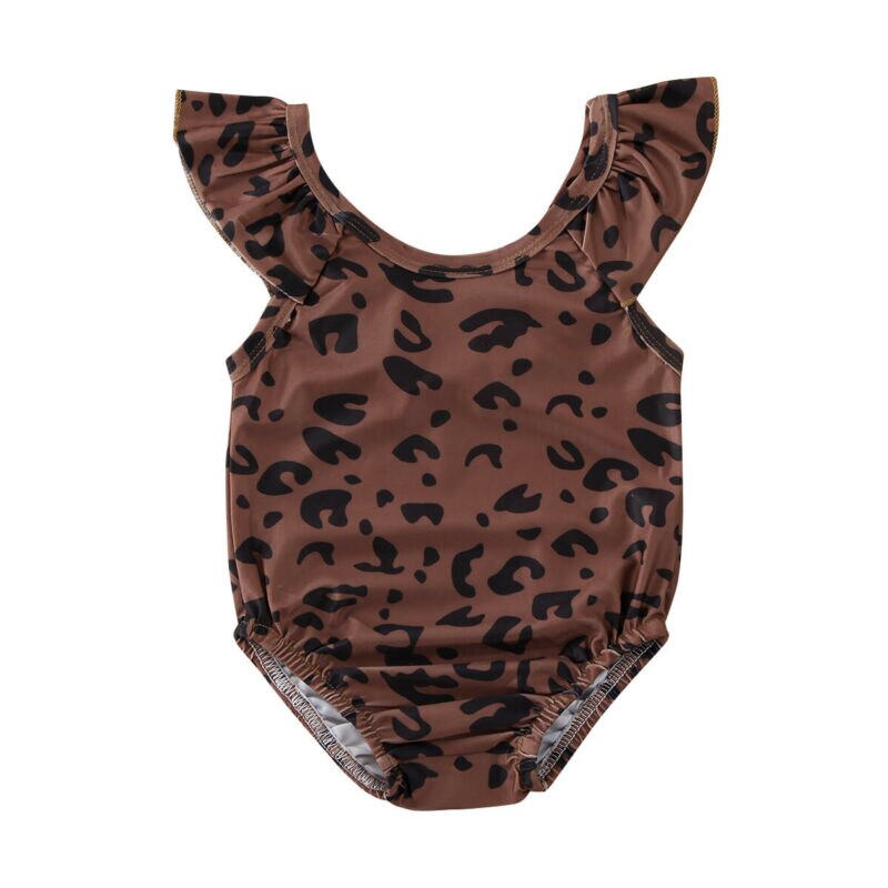 Baby piger bikini sommer leopard trykte flæser rygløse bikinier i et stykke badetøj badedragt børn badedragt