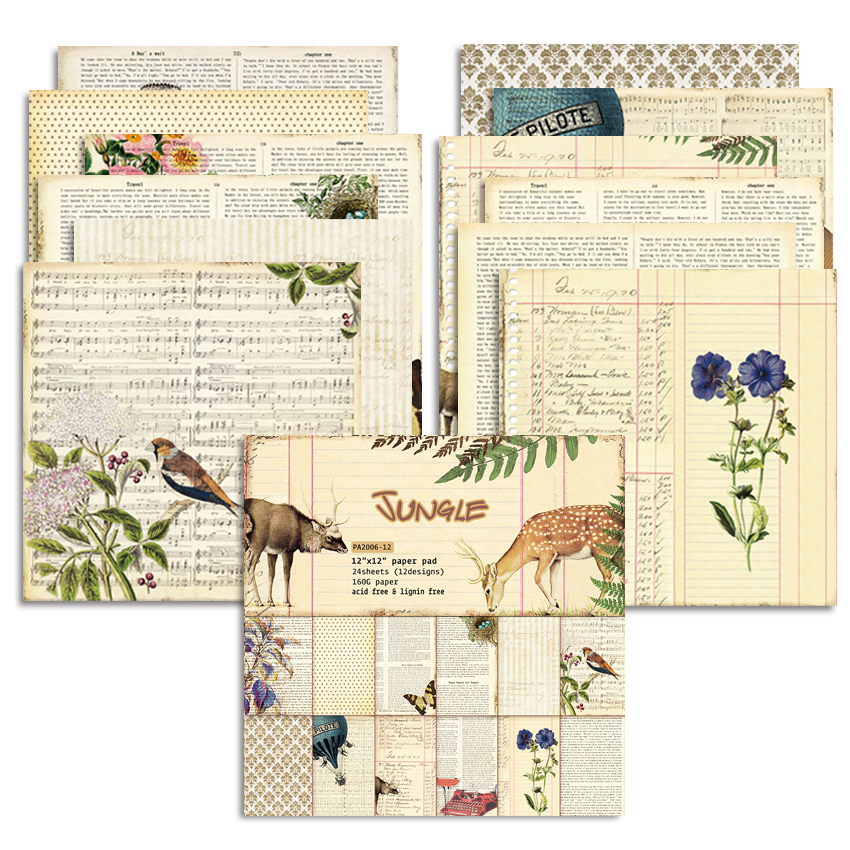 24 ark  of 12 " x12 " vintage tykk kartong scrapbooking bakgrunnspapirpakke: Brun