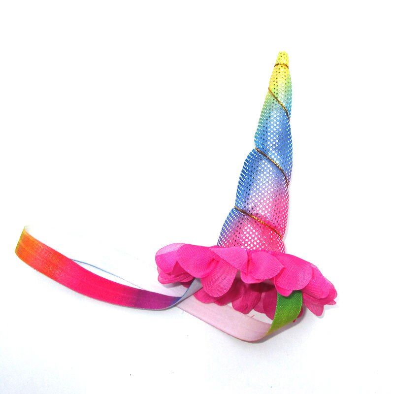 Magical Floral Rainbow Unicorn Horn Head Hats Party Hair Headband Fancy Dress Cosplay Decorative Fairy Party Hats: Sequin Rose Red