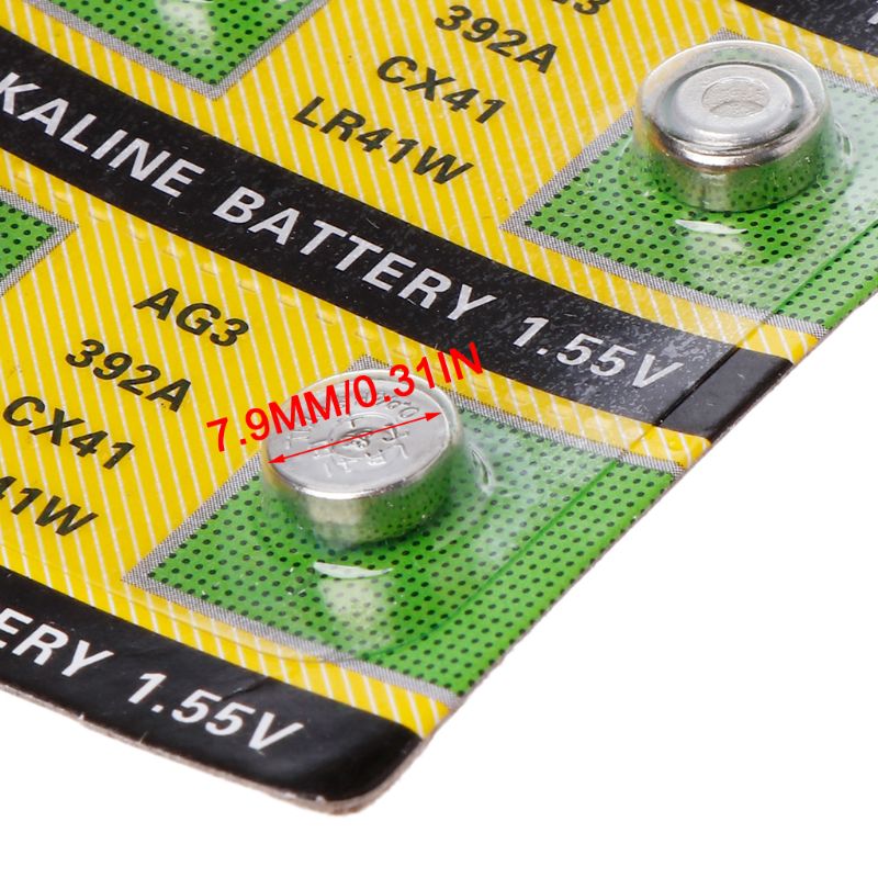 10 PIÈCES Pile Pile alcaline AG3 1.55V Piles Bouton SR41 192 L736 384 SR41SW CX41 LR41 392 Lampe Chaîne Lumière De Doigt Montre