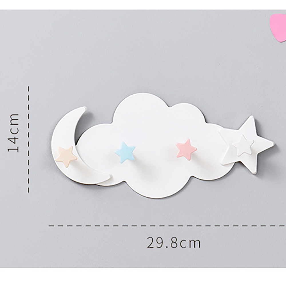 Cute Star Moon Cloud Shape Nail-free Wall Clothes Hooks Kids Room Decorative Key Hanging Hanger Kitchen Storage Hook
