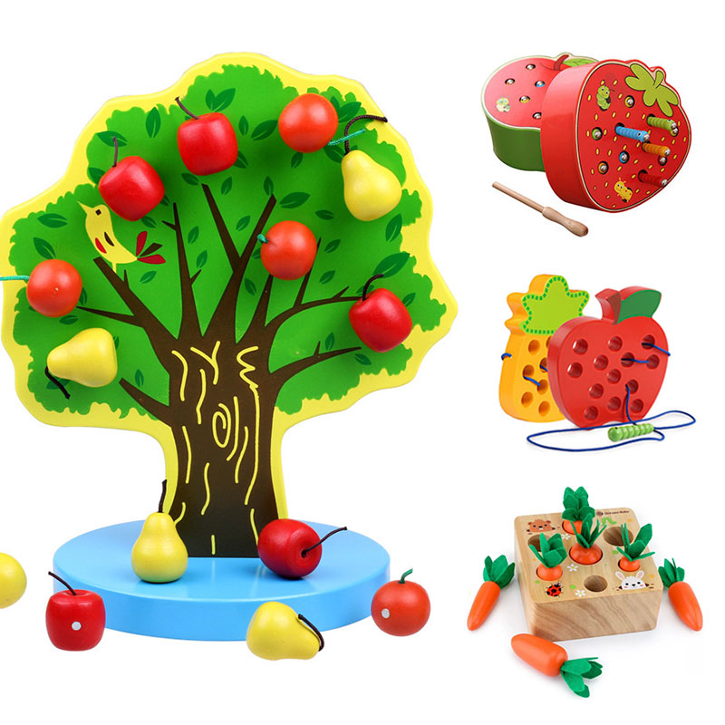 Giocattoli Montessori giocattoli magnetici in legno di Apple Cognize giocattoli educativi per bambini giocattoli per bambini Worm Eat Apple Montessori Materiales