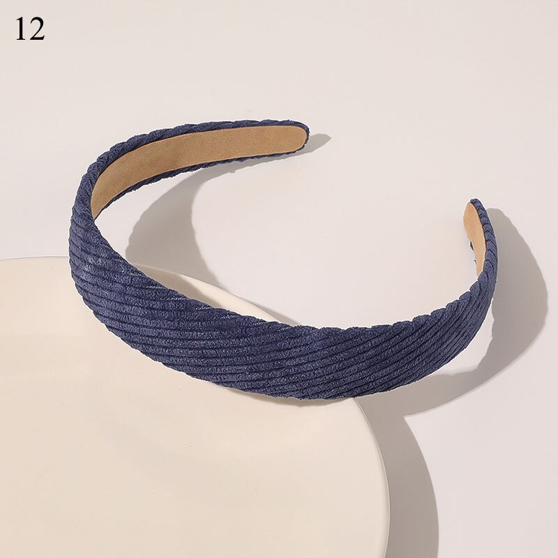1Pc Corduroy Vrouwen Hoofdband Plaid Gestreepte Bloemen Printing Brede Hoofdband Vintage Stretch Tulband Haarband Vrouwelijke Hoofd Hoepel: 12