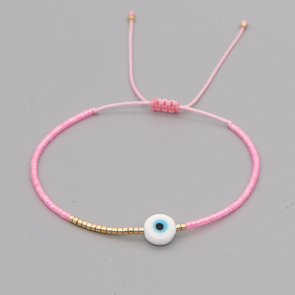 Bransoletka z greckim oczkiem bransoletka z tureckim nazarem String proste bransoletki dla kobiet mężczyzn koraliki Miyuki biżuteria Pulsera mal de ojo: M