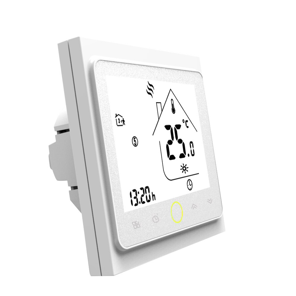 Smart termostat temperaturregulator elektrisk vandopvarmningstermostat med berøringsskærm lcd display temperaturregulator: Hvid