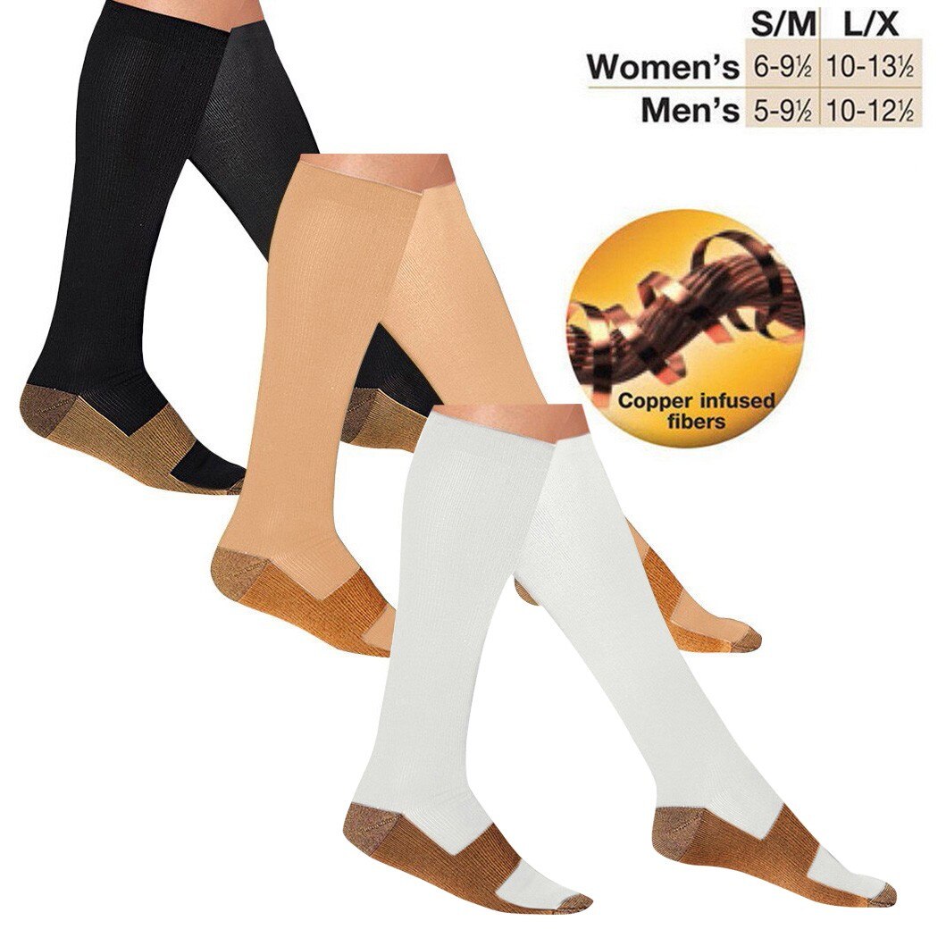Anti-Fatigue Compression Socks Unisex Foot Pain Relief Soft Miracle Copper Anti Fatigue Magic Socks Support Knee High Stockings