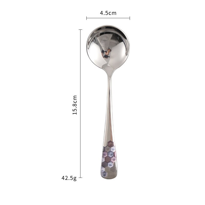 304 Roestvrij Stalen Lepel Keuken Koken Lepel Dessert Accessoires: hexagon2