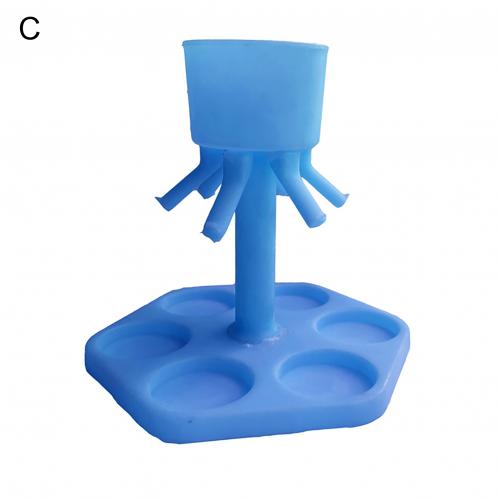 Hexagonal 6 Shot Glass Cocktail Dispenser Revolving Bar Decanter Holder: C