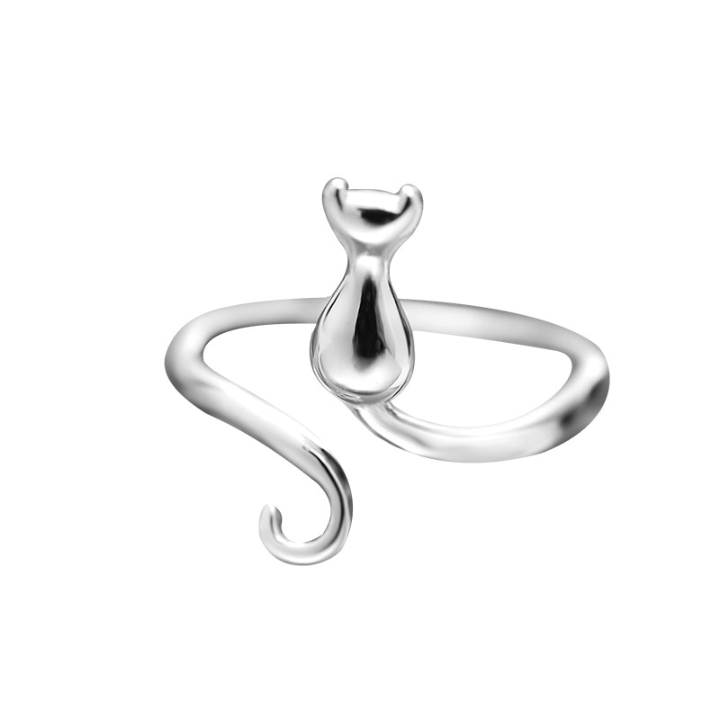 Bohemian Ethnischen 925 Sterling Silber Katze Ringe für Frauen Braut Hochzeit Vintage Open Finger Ringe Weihnachten