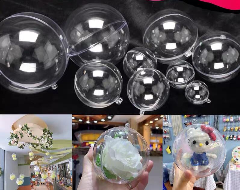 1pc 4-20cm Big Christmas Tress Decorations Ball Transparent Open Plastic Clear Bauble Ornament Box Year