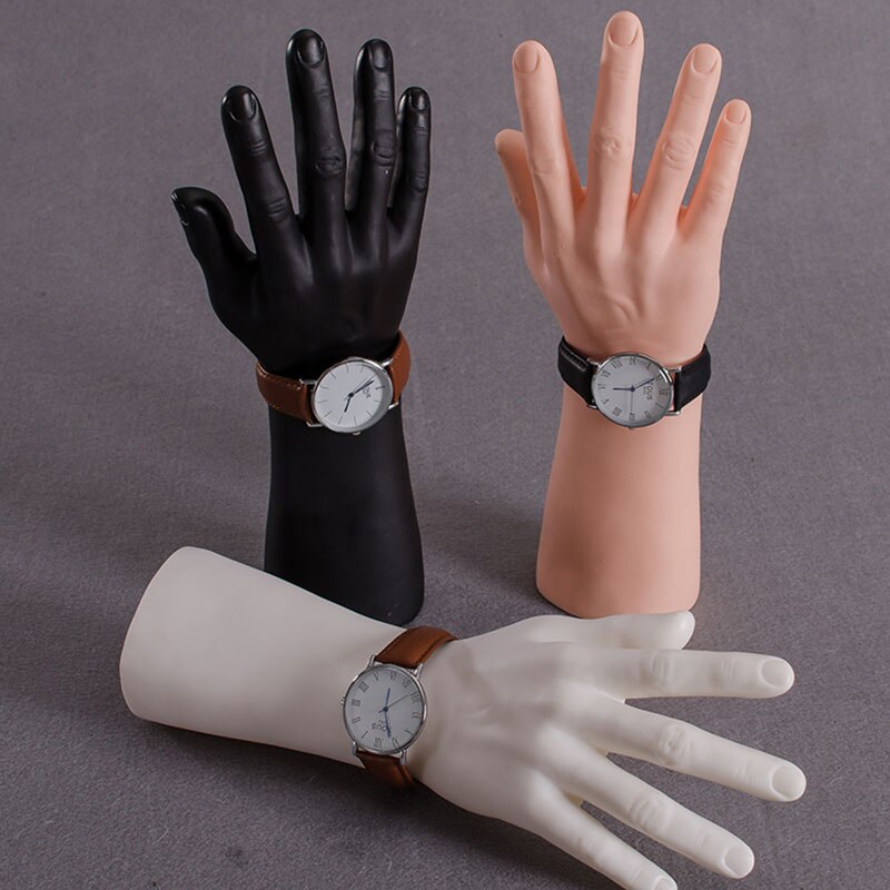 Liglamorous 1pc heren mannequin hand pols ring horloge display heren basis horloges ringen handschoenen armband model zilveren hand 14 inch