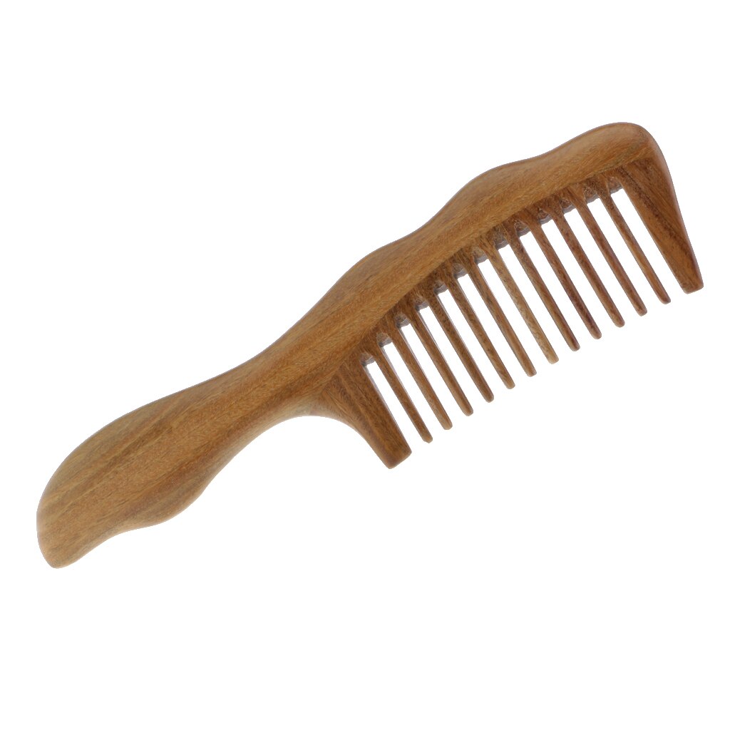 Pro brosse à cheveux en bois bois, peigne à dents large en bois de santal vert, brosse de Massage antistatique du cuir chevelu de poche