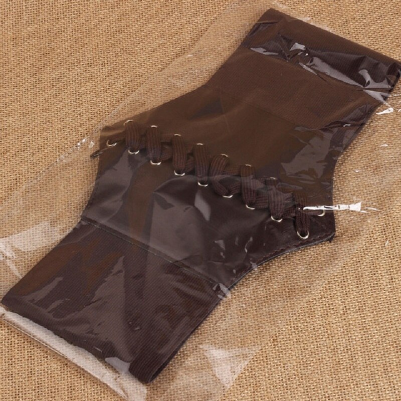 Elastische stretch brede band korset tailleband voor dames, zwart met vetersluiting: Koffie