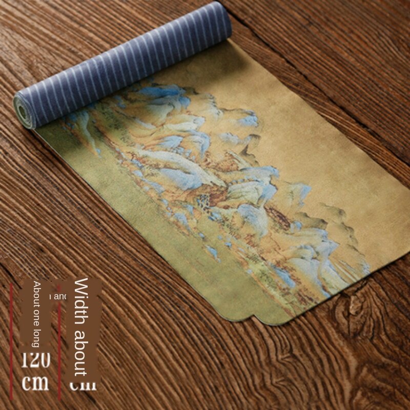 Qianlijiang bergmocka te bord bomullstyg bordsflagga kinesisk stil torr kökshandduk matta bambu matta te gardin  wj826: Stil 3