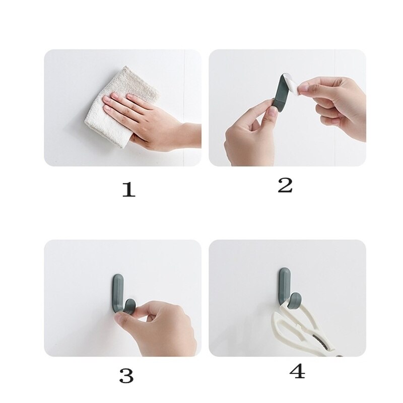 Ganchos sin clavos de Metal tipo J para baño, cocina, pasillo, llave, colgador de puerta de habitación, gancho sin perforaciones, 5 piezas