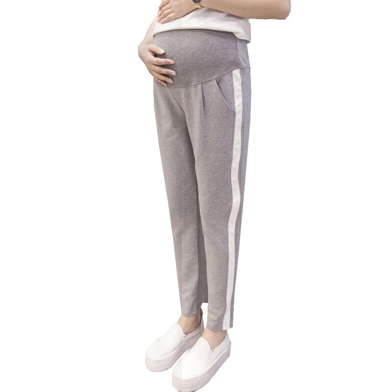 Gravide bukser fritidsbukser til gravide kvinder tøj bomuld sport gravid tøj gravida bære løse bukser: Grå / Xxl