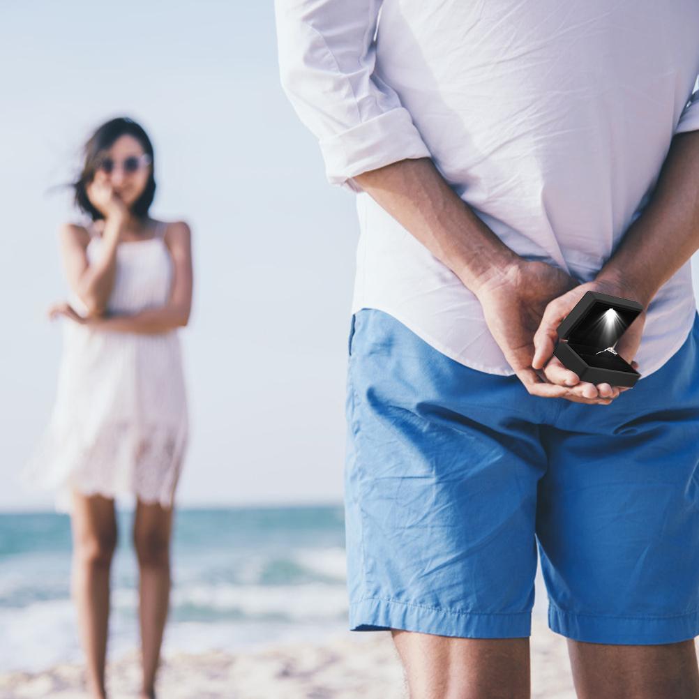 LED Jewelry Box for Ring Necklace Engagement Ring Display Case Packaging Showcase Boxes with Light Storage Cases