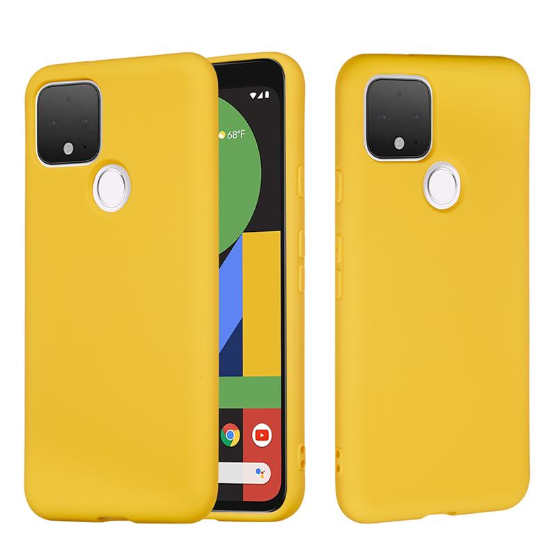 Vloeibare Siliconen Telefoon Shell Met Lanyard Compatibel Voor Google Pixel 4a 5G Pixel 5: for Pixel 4a 5G / YELLOW