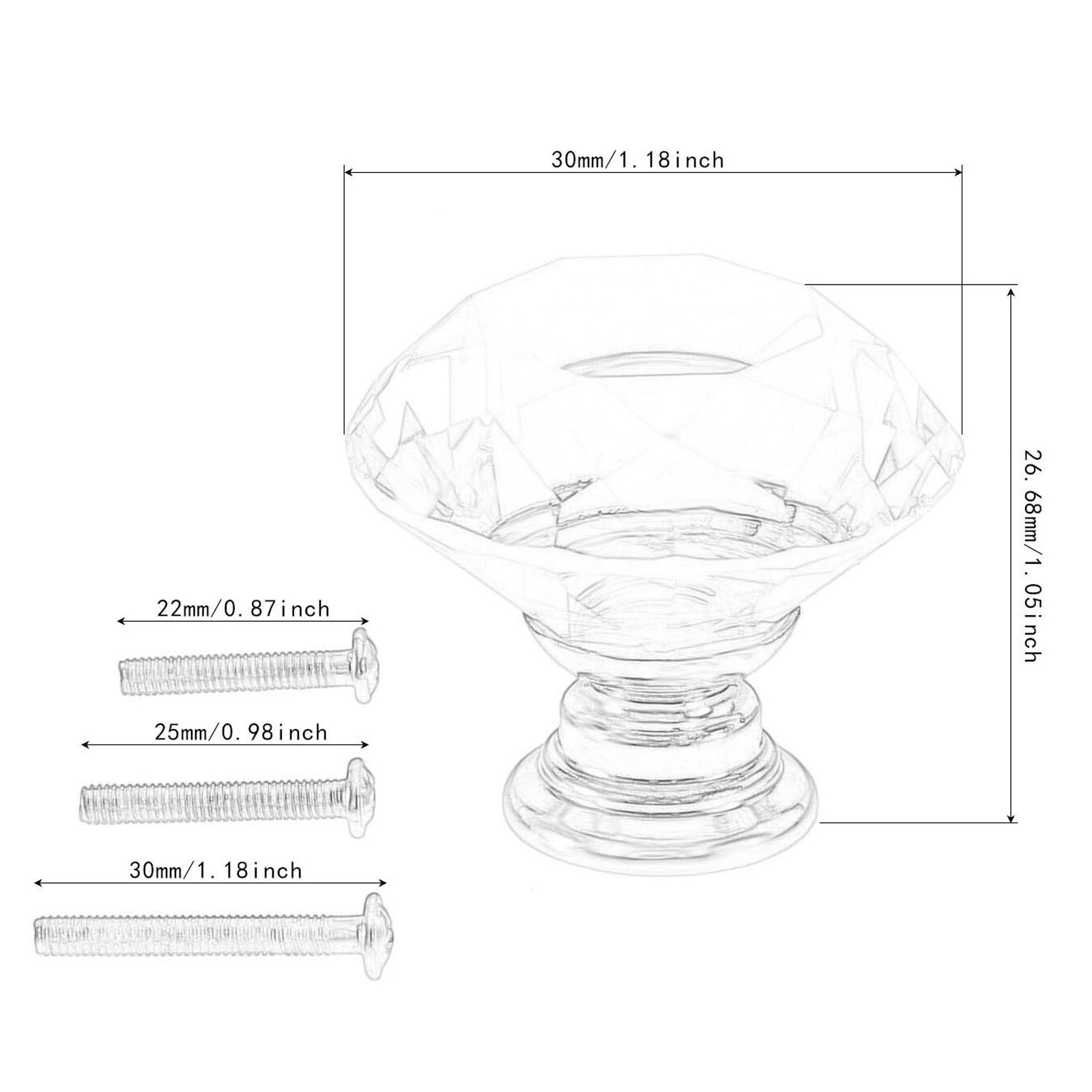 1x Blue 30mm Diamond Shape Crystal Glass Knobs Drawer Cupboard Pulls Knobs Kitchen Cabinet Handles Furniture Handle