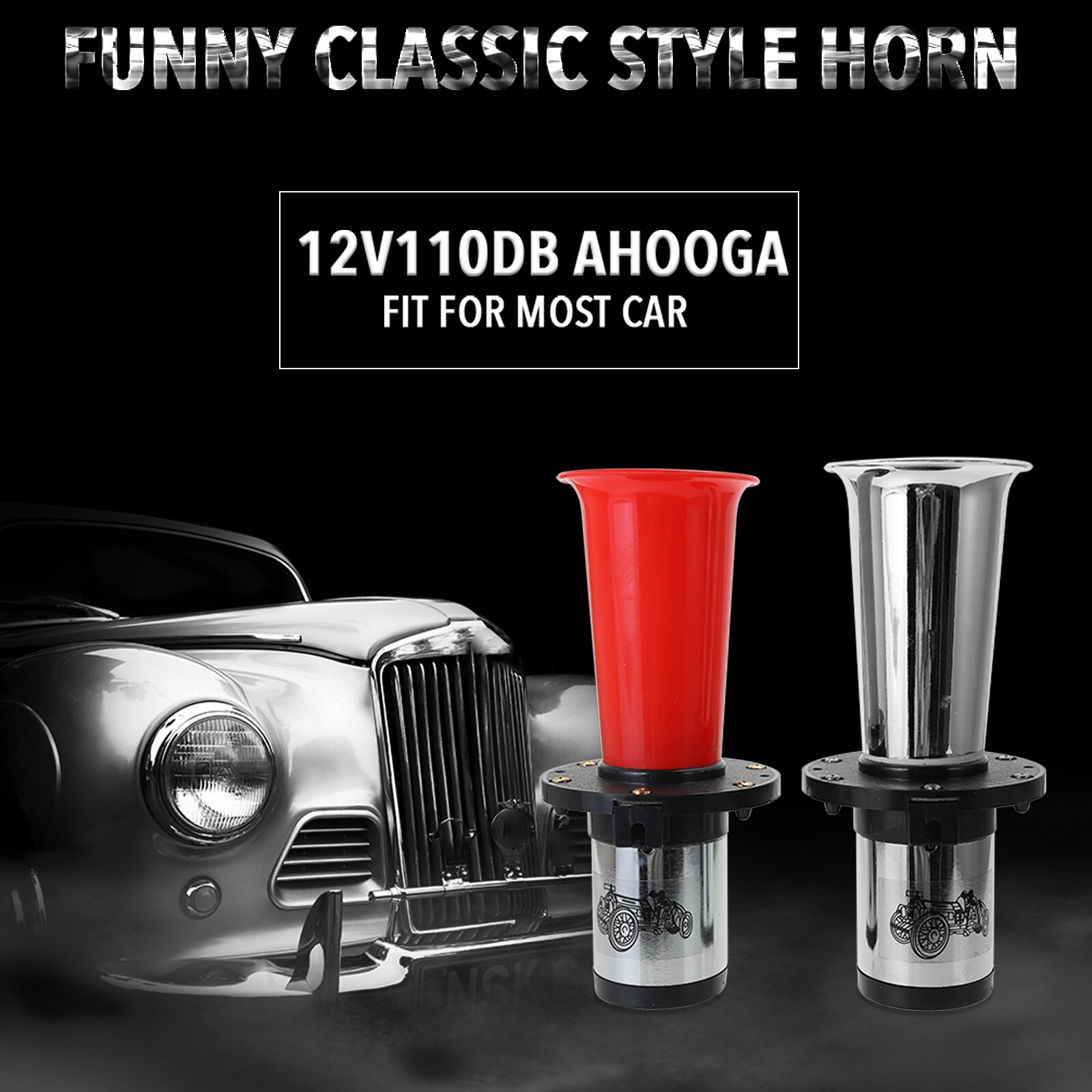 12V Vintage Retro Car Horn OO-GA Oogah Classical Horn For Universal Car Truck Boat Loud Sound Pressure Level 110DB