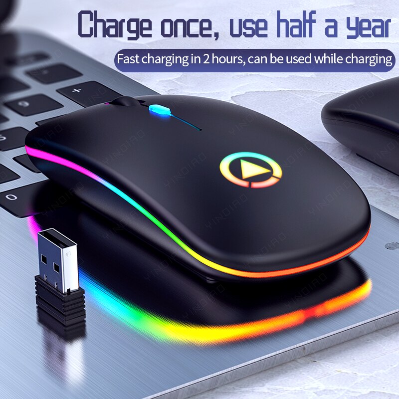 Bluetooth Mouse Silent Mause Rechargeable 2.4G Wireless Mouse Ergonomic RGB Mini Mouse USB Optical Mice For PC laptop Desktop
