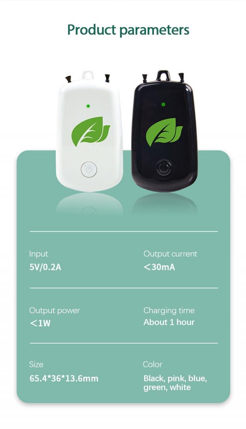 Portable Wearable Air Purifier Personal Mini Air Necklace Negative Ion Low Noise Portable Air Freshener Car Accessories