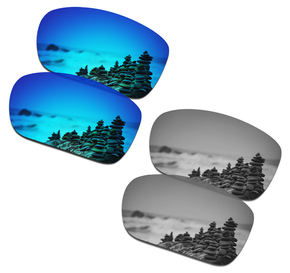 SmartVLT 2 Pairs Polarized Sunglasses Replacement Lenses for Oakley TwoFace Ice Blue and Silver Titanium