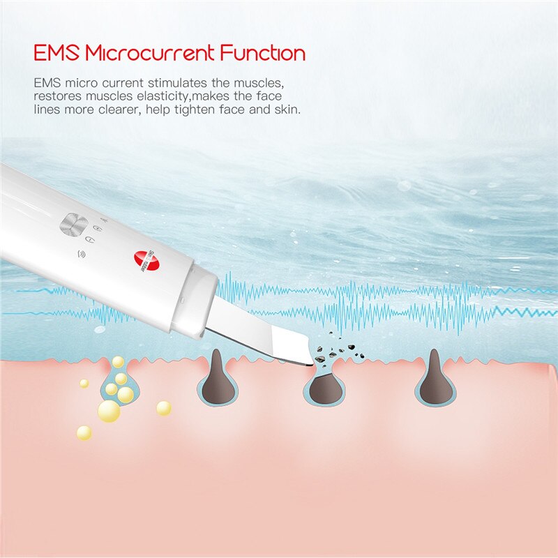 CkeyiN Ultrasonic Skin Scrubber Deep Cleaning Skin Care Peeling USB Plug Beauty Face Acne Blackhead Remover Ultrasound Machine
