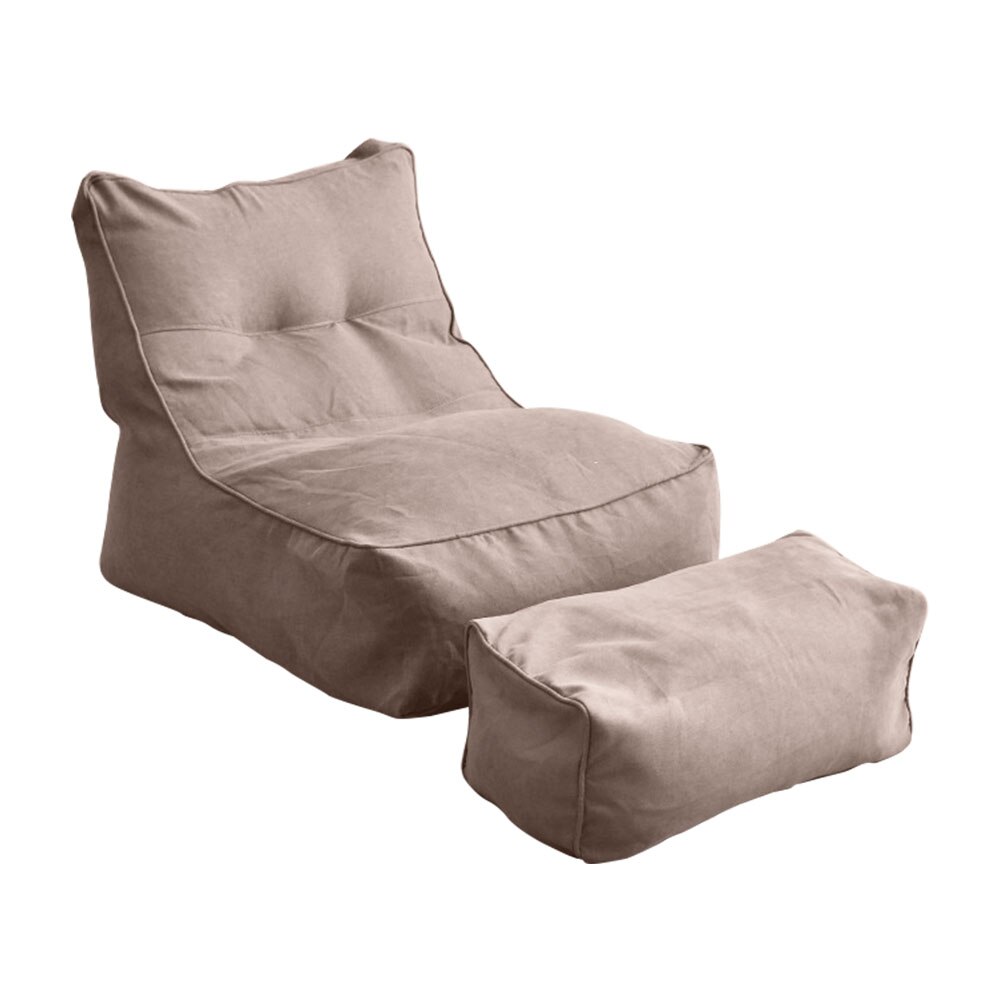 puff stue vaskbar myk alle årstider lat sofatrekk pedal slipcover solseng sete beskyttende soverom hjemme bønnepose fast: Linbrun 2