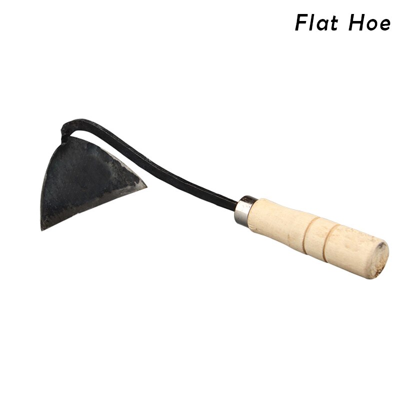Hand Plow Wooden Short Handle Hoe Korean Style Traditional Garden Digger Tool for Better Home Garden Weeding And Cultivating TB: Flat hoe