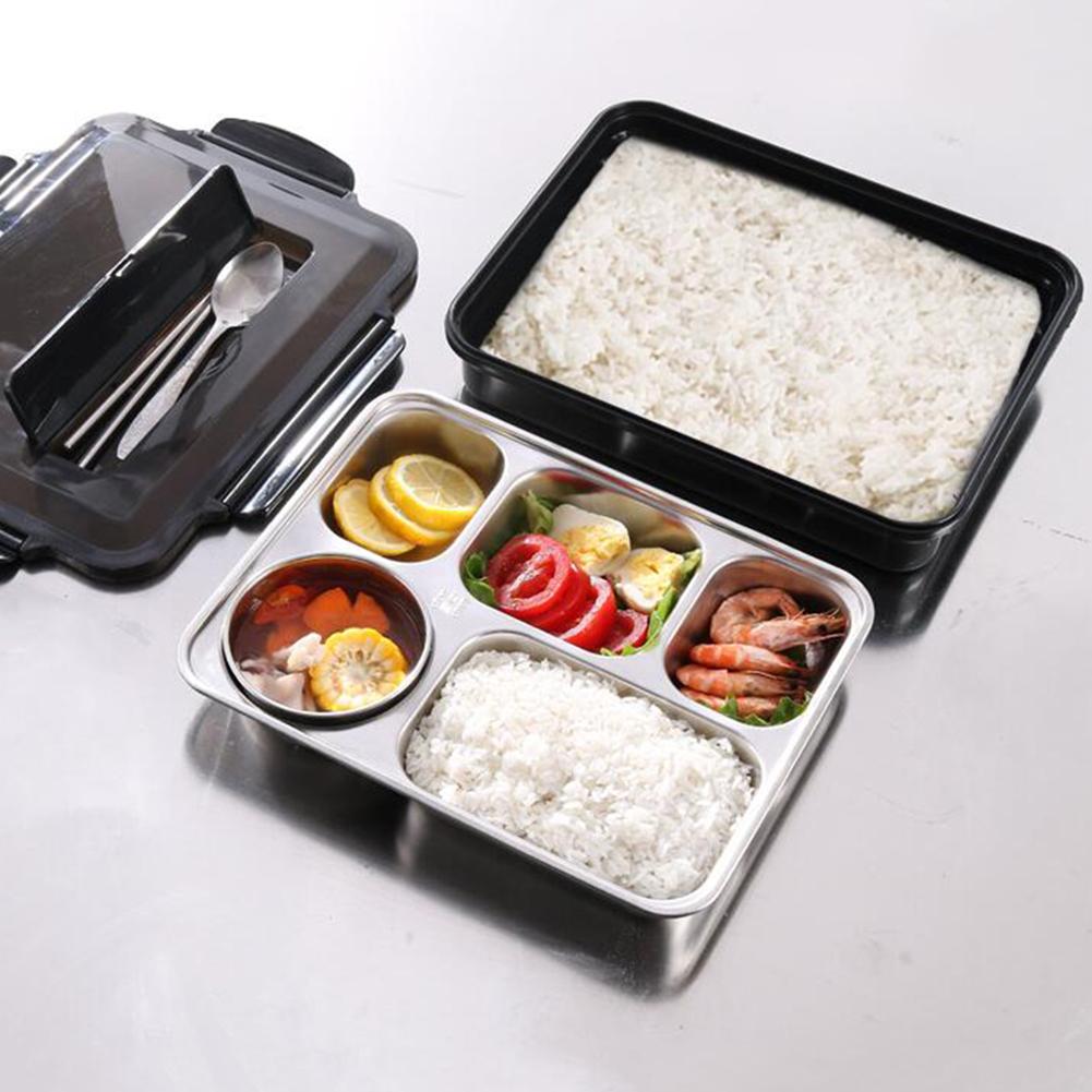 1200ML 304 Roestvrij Staal Vijf Rooster multifunctionele Canteen Lunch Box Met Afdichtring, warmte Behoud En Lekkage Preventie