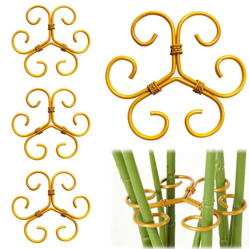 Support d'escalade de plantes en métal, Clip de maintien de plantes en forme de fleur, plante verte, vigne grimpante, support de grappin doré