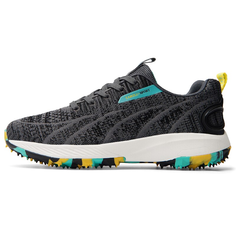 Andningsbara golfskor man sport sneakers för golf promenader träningsdubbar antislip golfstövlar för män atletisk gräsmatta: Grå / 10